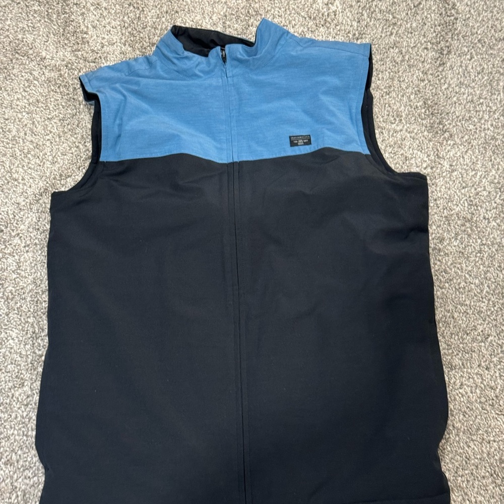 Blue and Black Sleeveless Vest